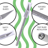 2Pack Precision Carving Craft Knife Stainless Steel Metal Knives with Safety Cap and 10Pcs Knife Blades for DIY Art Cutting Sculpture Carving Knife